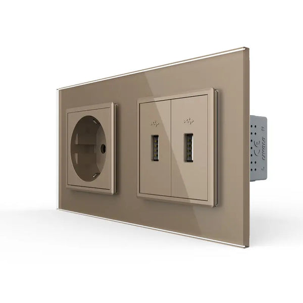 Livolo | Goud | SR+SR | Wandcontactdoos | USB + USB oplader Livolo Nederland B.V.