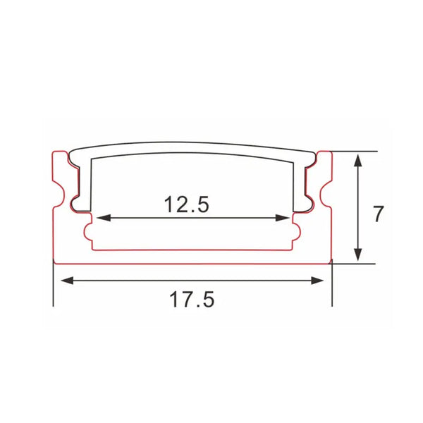 Profiel | Opbouw | 1 Meter | Recht | Aluminium | 17.5 x 7 | COB ledstrip Livolo Nederland B.V.