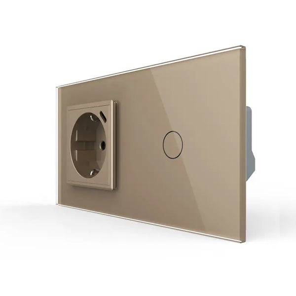 Livolo | Goud | SR+1 | Aan/Uit | Wandcontactdoos + USB-C Oplader | Schakelaar Livolo Nederland B.V.