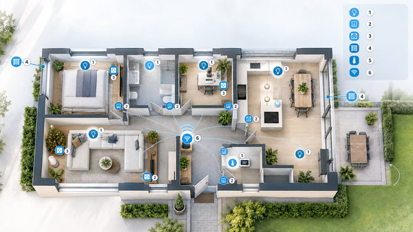 Plattegrond voor een livolo smart home in nieuwbouwwoning