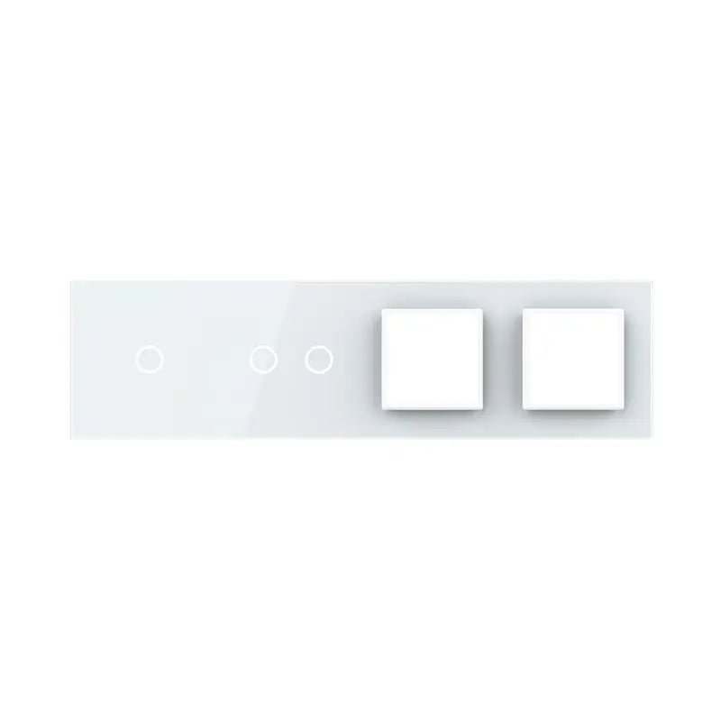 Livolo glazen afdekraam in wit 1+2+SR+SR voor touch schakelaars en twee SR modules