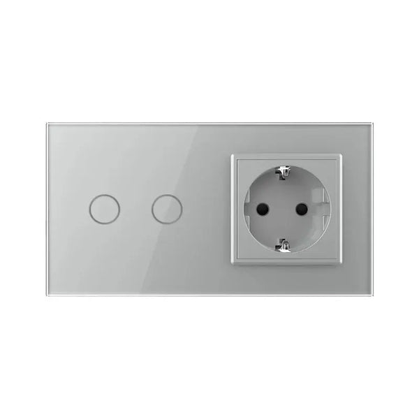 Livolo | Grijs | 2+SR | Aan/Uit | Slimme schakelaar met wandcontactdoos | Smart Home Livolo Nederland B.V.