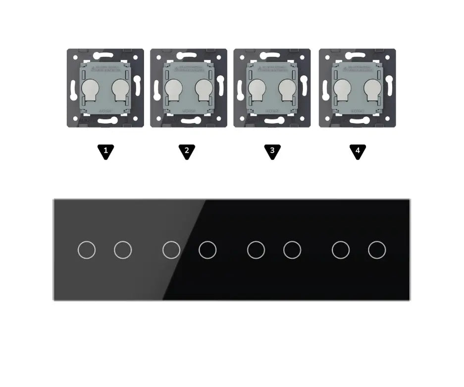 Zelf samenstellen | Zwart | Afdekraam 2+2+2+2 Livolo Nederland B.V.