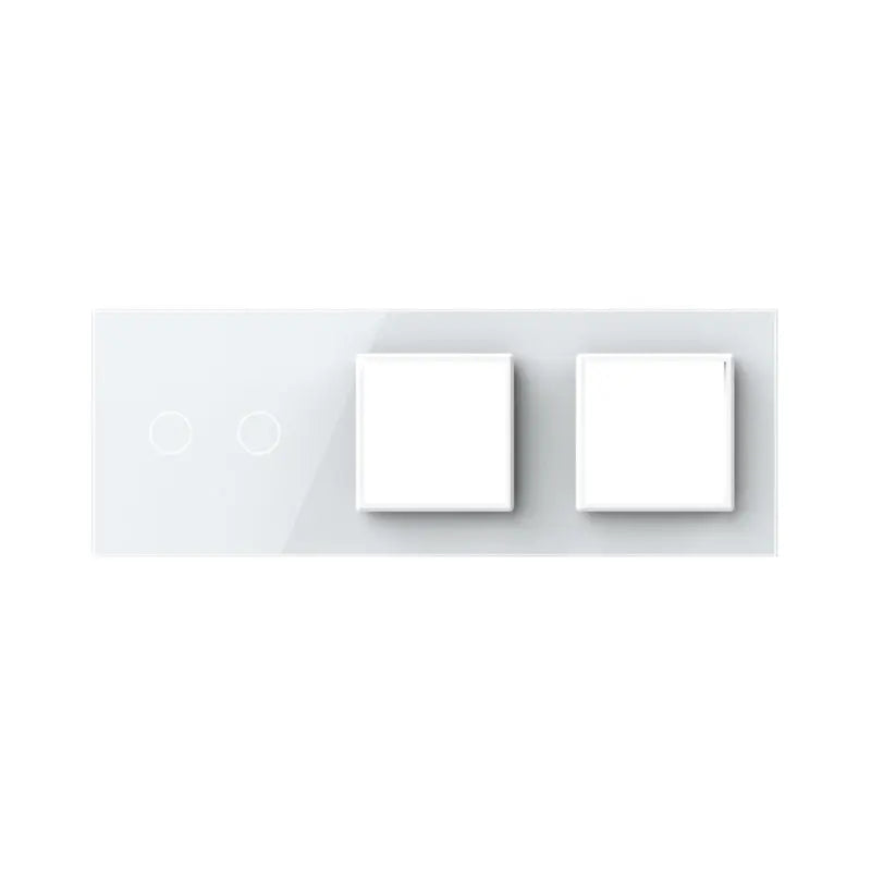 Livolo glazen afdekraam in wit 2+SR+SR voor dubbele touch schakelaar en twee SR modules