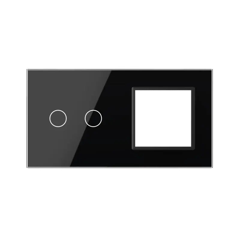 Livolo glazen afdekraam in zwart 2+SR voor dubbele touch schakelaar en SR module