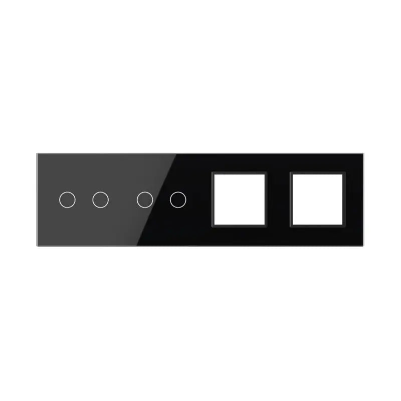 Livolo glazen afdekraam in zwart 2+2+SR+SR voor touch schakelaars en twee SR modules