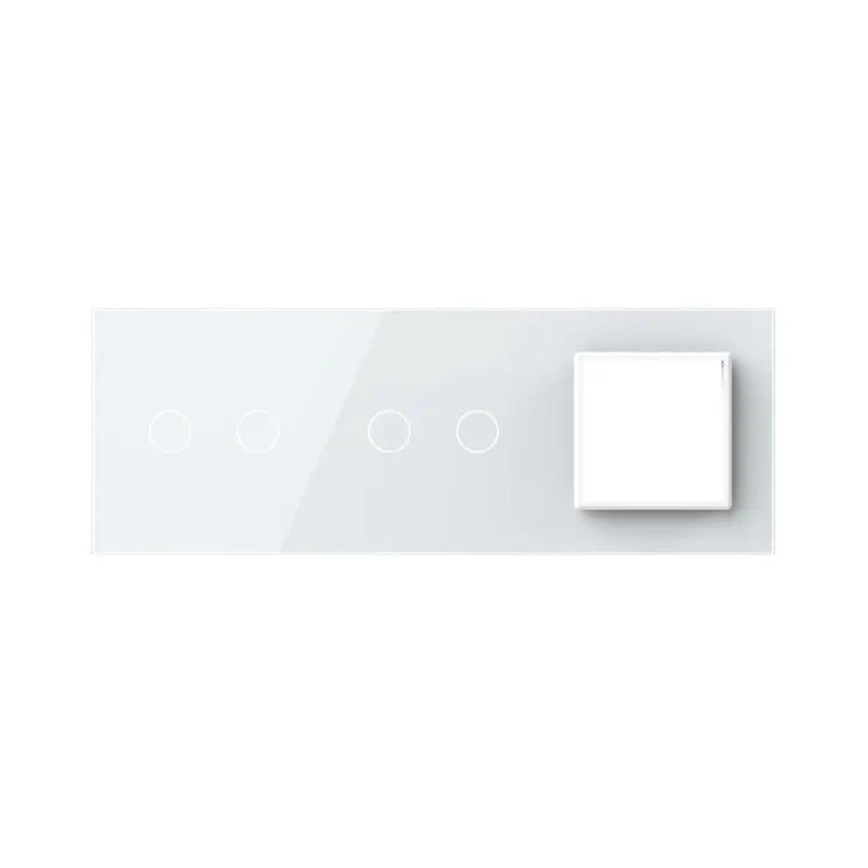 Livolo glazen afdekraam in wit 2+2+SR voor twee dubbele touch schakelaars en SR module
