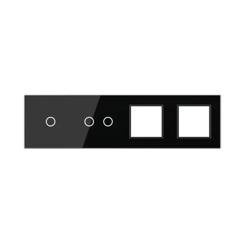 Livolo glazen afdekraam in zwart 1+2+SR+SR voor touch schakelaars en twee SR modules