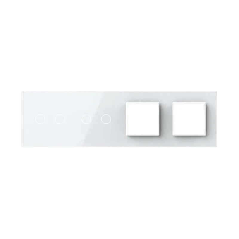 Livolo glazen afdekraam in wit 2+2+SR+SR voor touch schakelaars en twee SR modules