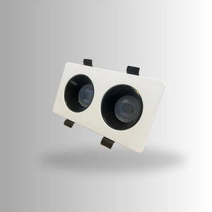 Dubbele GU10 armatuur | Wit - Zwart | Kantelbaar en Richtbaar | Inbouwspot | Rechthoek | ø 2x76mm Livolo Nederland B.V.