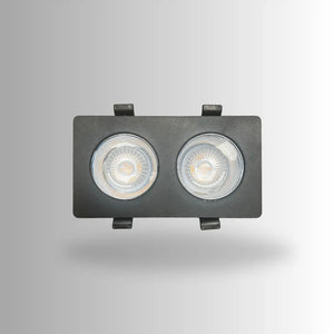 Dubbele GU10 armatuur | Zwart - Chroom | Kantelbaar en Richtbaar | Inbouwspot | Rechthoek | ø 2x76mm Livolo Nederland B.V.