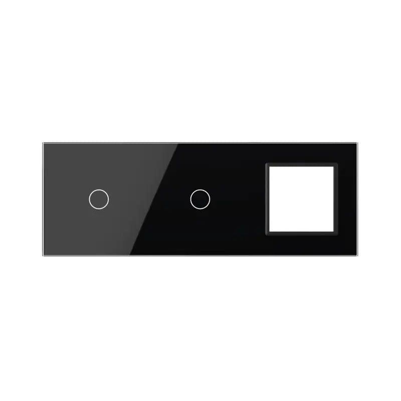 Livolo glazen afdekraam in zwart 1+1+SR voor twee touch schakelaars en SR module