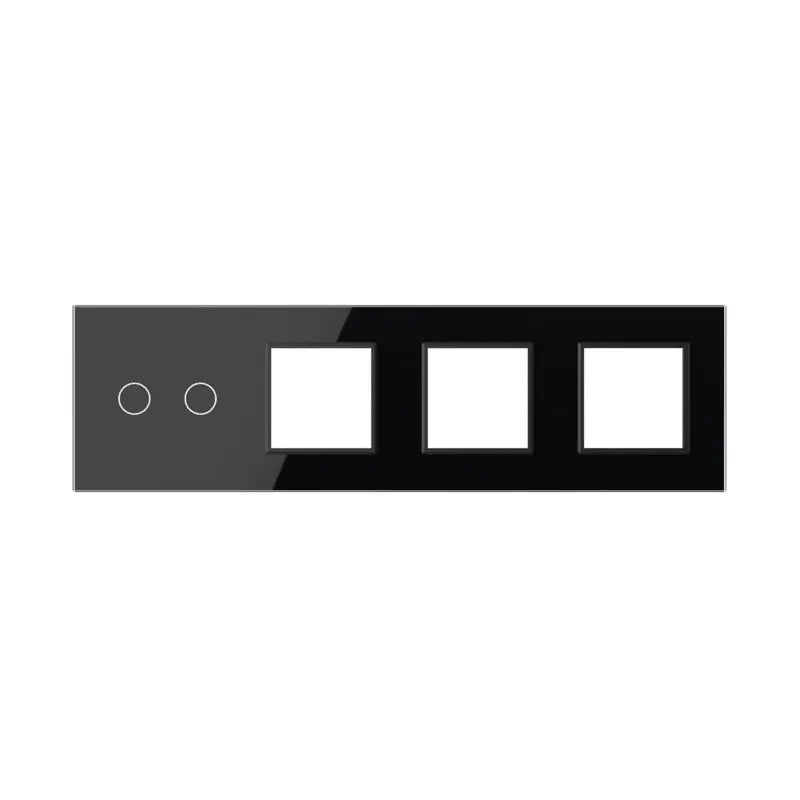 Livolo glazen afdekraam in zwart 2+SR+SR+SR voor dubbele touch schakelaar en drie SR modules