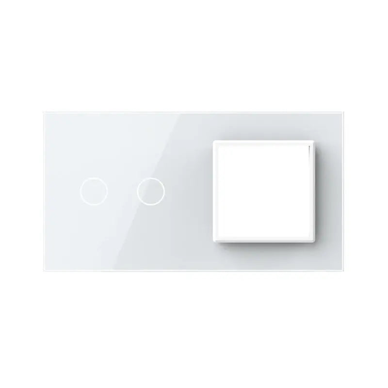 Livolo glazen afdekraam in wit 2+SR voor dubbele touch schakelaar en SR module