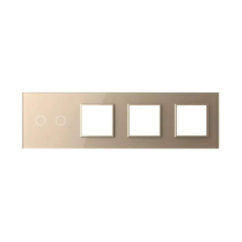 Livolo glazen afdekraam in goud 2+SR+SR+SR voor dubbele touch schakelaar en drie SR modules