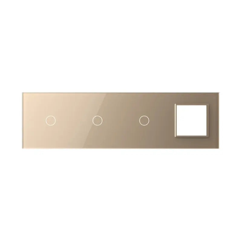 Livolo glazen afdekraam in goud 1+1+1+SR voor drie touch schakelaars en SR module