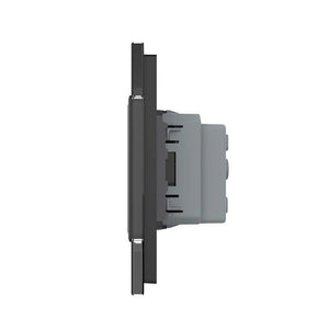 Zwarte Livolo SR+SR wandcontactdoos met Franse aardingspen