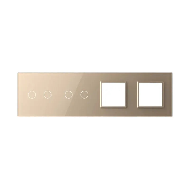 Livolo glazen afdekraam in goud 2+2+SR+SR voor touch schakelaars en twee SR modules
