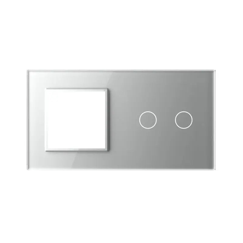 Livolo glazen afdekraam in grijs SR+2 voor SR module en dubbele touch schakelaar