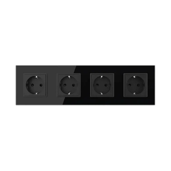 Livolo | Zwart | SR+SR+SR+SR | Wandcontactdoos Livolo Nederland