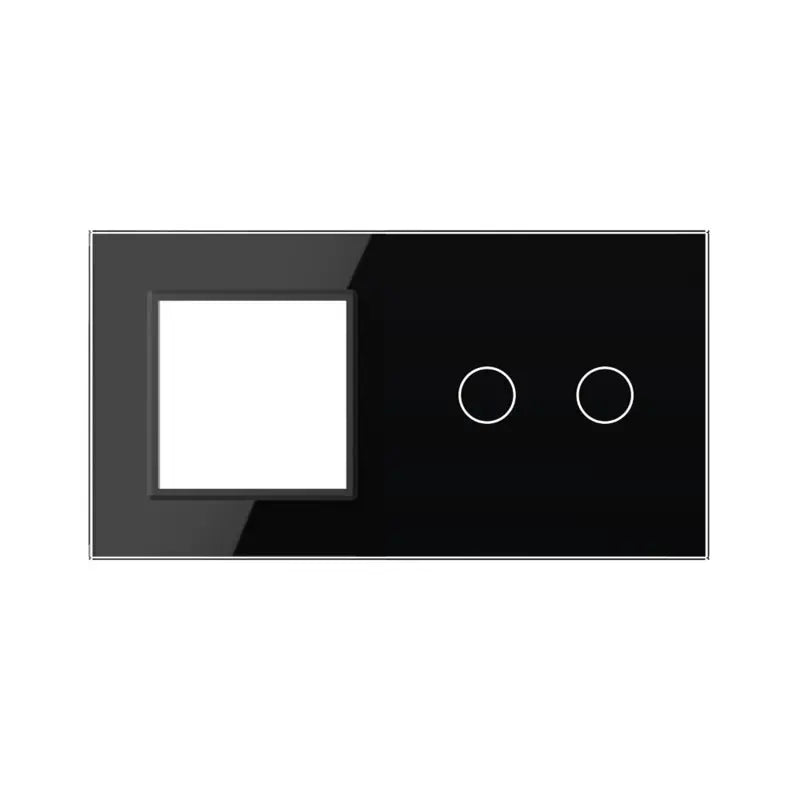 Livolo glazen afdekraam in zwart SR+2 voor SR module en dubbele touch schakelaar
