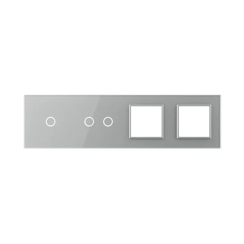 Livolo glazen afdekraam in grijs 1+2+SR+SR voor touch schakelaars en twee SR modules