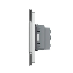 Grijze Livolo SR+SR wandcontactdoos met Franse aardingspen