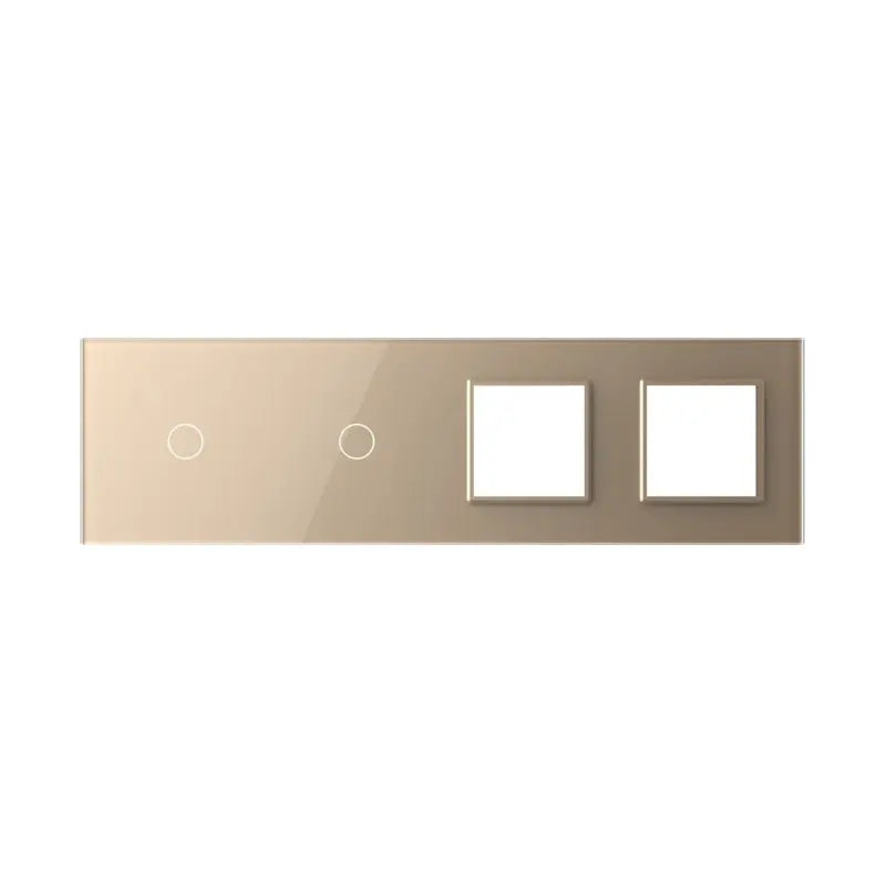 Livolo glazen afdekraam in goud 1+1+SR+SR voor twee touch schakelaars en twee SR modules