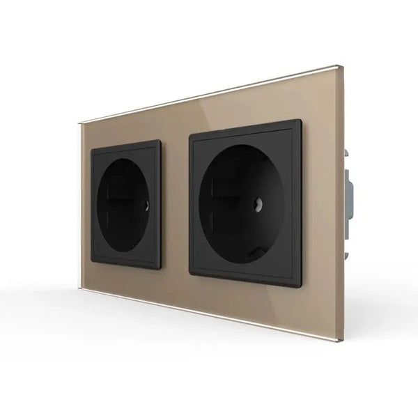 Livolo | Goud/Zwart | SR+SR | Wandcontactdoos Livolo Nederland B.V.