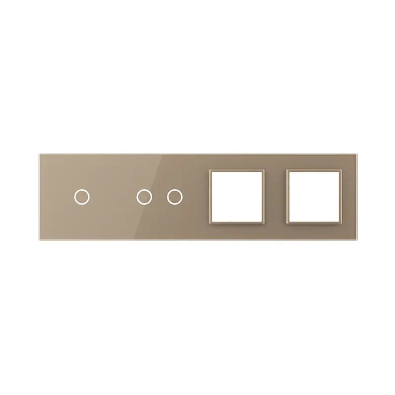 Livolo glazen afdekraam in goud 1+2+SR+SR voor touch schakelaars en twee SR modules