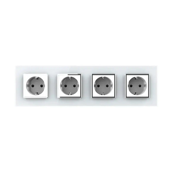 Livolo | Wit | SR+SR+SR+SR | Wandcontactdoos | Chome frame Livolo Nederland B.V.