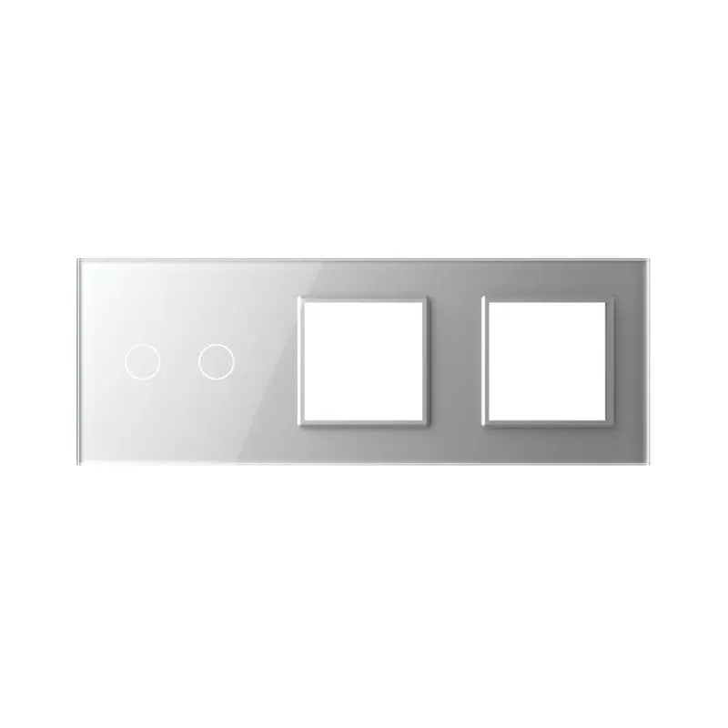 Livolo glazen afdekraam in grijs 2+SR+SR voor dubbele touch schakelaar en twee SR modules