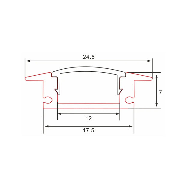 Profiel | Inbouw | 1 Meter | Recht | Aluminium | 24.5 x 7 | COB ledstrip