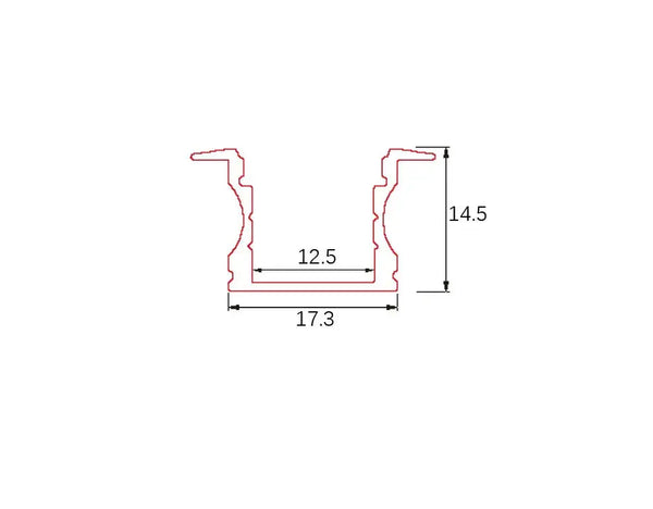 Profiel | Inbouw | 1 Meter | Recht | Aluminium | 17.3 x 14.5 | COB ledstrip