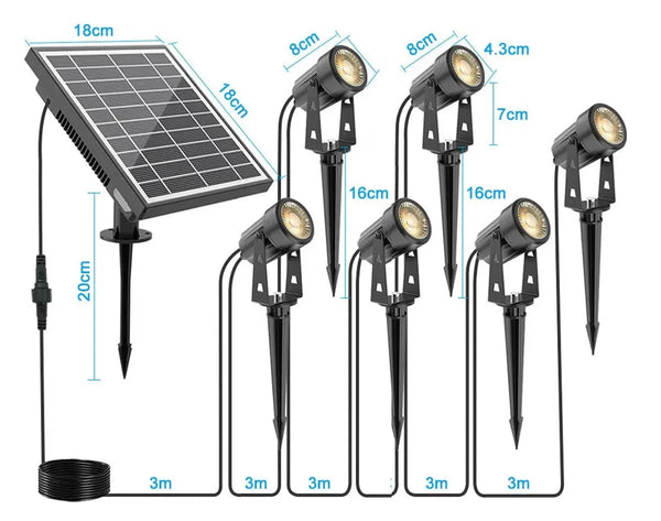 Complete Tuinspot Set | Oplaadbaar - Zonnepaneel | Plug and Play | 6 Tuinspots | Warm/wit