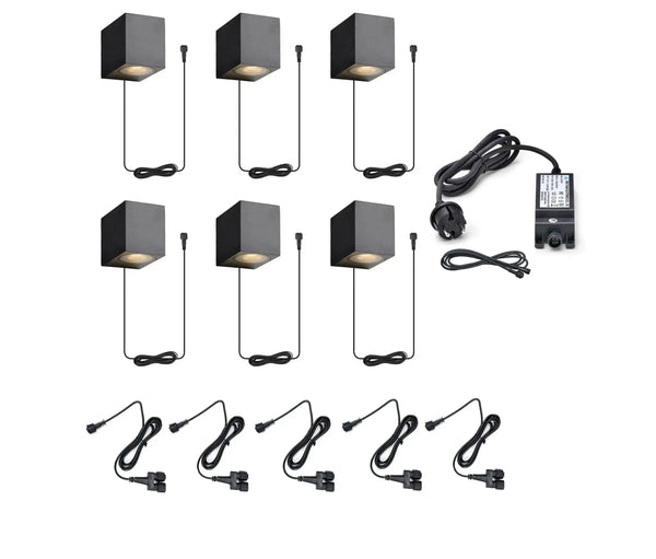 Complete Wandlamp Set | Tuinverlichting 12V | Plug and Play | 6 Wandlampen | Warm/Wit