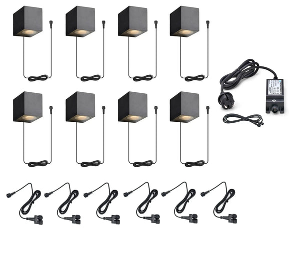 Complete Wandlamp Set | Tuinverlichting 12V | Plug and Play | 8 Wandlampen | Warm/Wit
