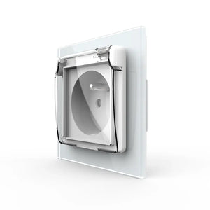 Witte Livolo wandcontactdoos met Franse penaarde, klapdeksel en IP44