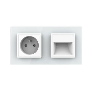Witte Livolo Franse wandcontactdoos met aardpen en LED wandverlichting voor inbouw