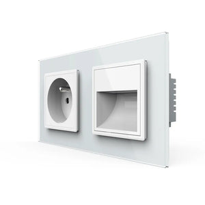 Livolo Frans stopcontact in wit met wandlamp voor stroom en oriëntatieverlichting