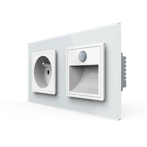 Livolo Frans stopcontact in wit met LED wandlamp, nachtsensor en bewegingsdetectie