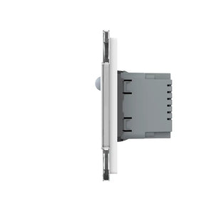 Witte wandcontactdoos met aardpen en sensor van Livolo voor automatische trapverlichting