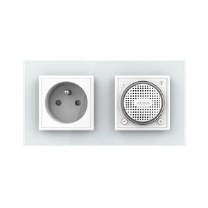 Witte Livolo Bluetooth speaker met Frans stopcontact en aardpen voor wandinbouw