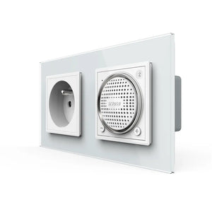 Franse wandcontactdoos met Bluetooth speaker van Livolo in wit