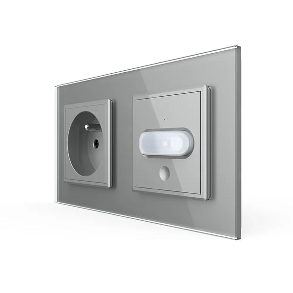 Livolo | Grijs | SR+SR | Aan/Uit | Wandcontactdoos | Bewegingsmelder | France Livolo Nederland