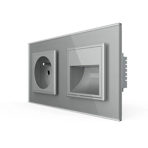 Livolo Frans stopcontact in grijs met wandlamp voor stroom en oriëntatieverlichting
