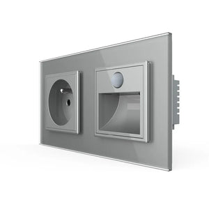 Livolo Frans stopcontact in grijs met LED wandlamp, nachtsensor en bewegingsdetectie
