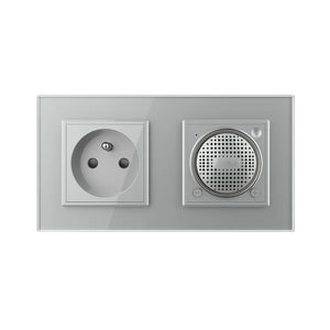 Grijze Livolo Bluetooth speaker met Frans stopcontact en aardpen voor inbouw
