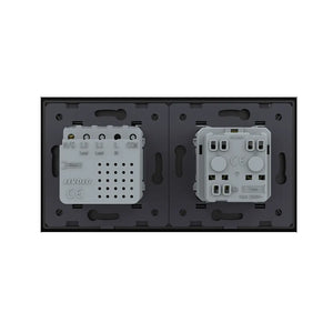 Livolo wandcontactdoos met aardpen in zwart en geïntegreerde USB en USB-C oplader
