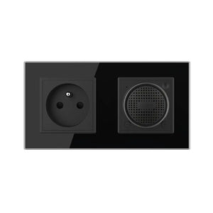 Zwarte Livolo Bluetooth speaker met wandcontactdoos en aardpen voor Frankrijk